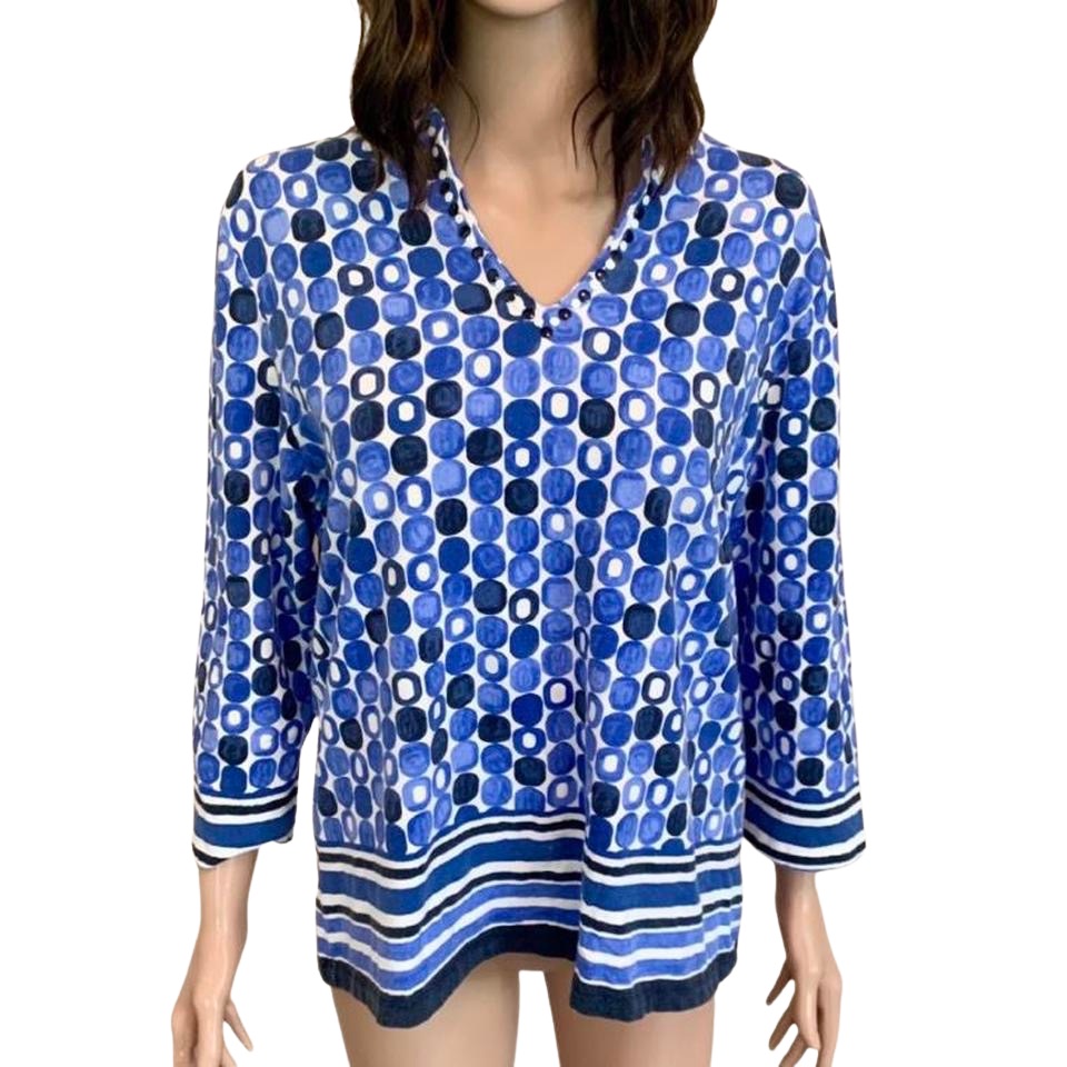 Ruby Rd. Blue Printed Blouse